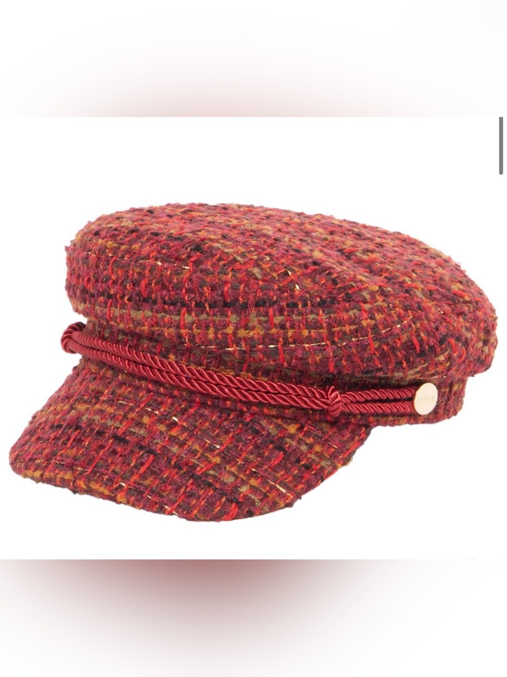 NWOT Taylor Cap by Trina Turk - Red Tweed Baker Boy Hat